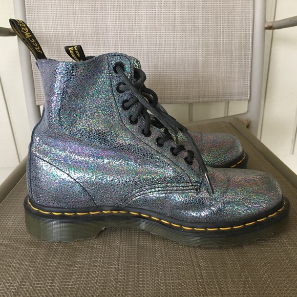 DR MARTENS PASCAL SPARKLE IRIDESCENT CRACKLE BOOTS - Picture 3 of 10